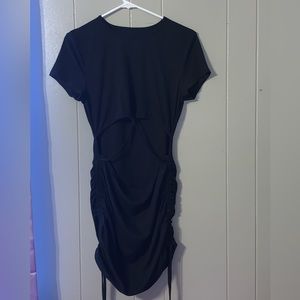 Cross Cross cut out drawstring side bodycon dress